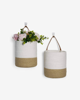 Woven Cotton Rope Storage Basket with Handles