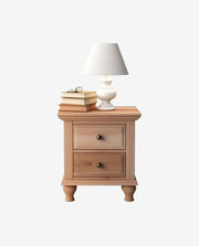 Solid Wood Bedside Cabinet with Two Storage Drawers