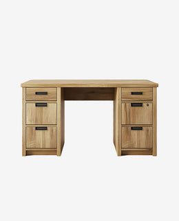 Wooden Office Desk with Drawers Open Storage