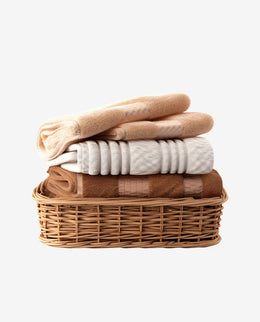 Wooden Basket with Clean Towels for Home Decor