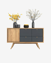 Solid Wood TV Stand with Storage Drawers Design