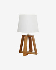 Wooden Base Table Lamp with Fabric Shade Design
