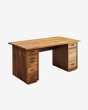 Wooden Office Desk with Drawers Open Storage