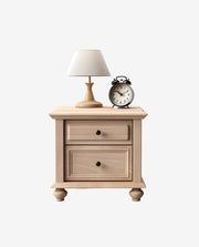 Solid Wood Bedside Cabinet with Two Storage Drawers