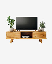 Solid Wood TV Stand with Storage Drawers Design