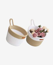 Woven Cotton Rope Storage Basket with Handles