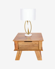Wooden Base Table Lamp with Fabric Shade Design