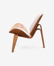 Modern Beige Armchair with Wooden Legs