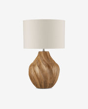 Wooden Base Table Lamp with Fabric Shade Design