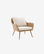 Modern Beige Armchair with Wooden Legs